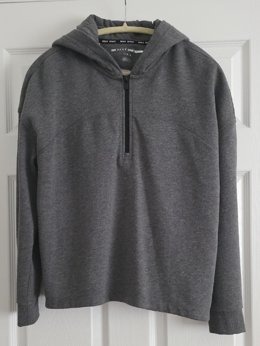 Dkny Men's Charcoal Gray Half-Zip Hooded Sweater